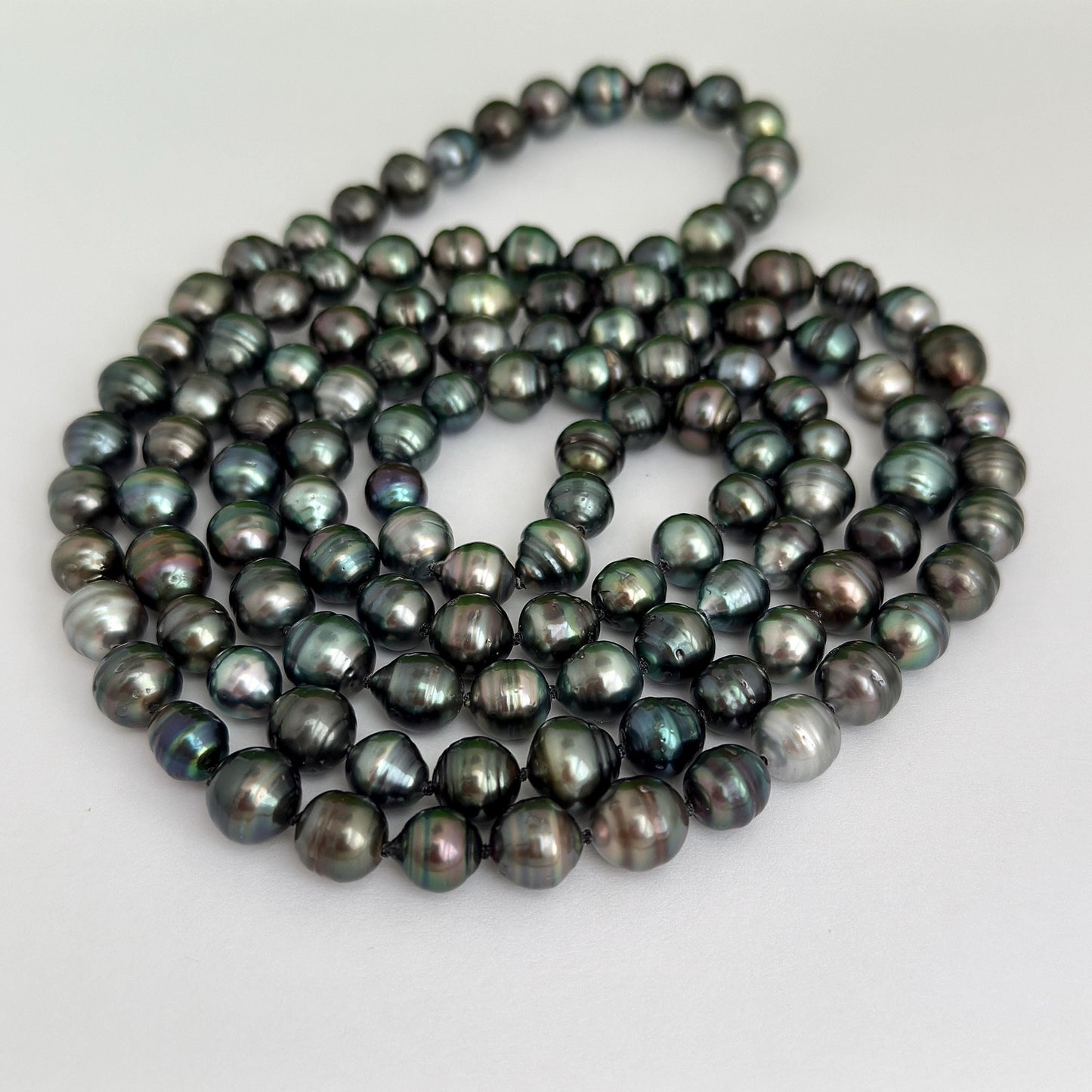 Tahitian Pearl Strand Necklace • Extra Long Length • Unique Multicolor Natural Pearls