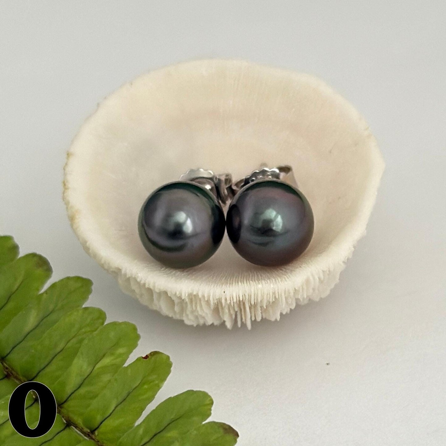Tahitian pearl stud earrings • casual everyday jewelry • sterling silver