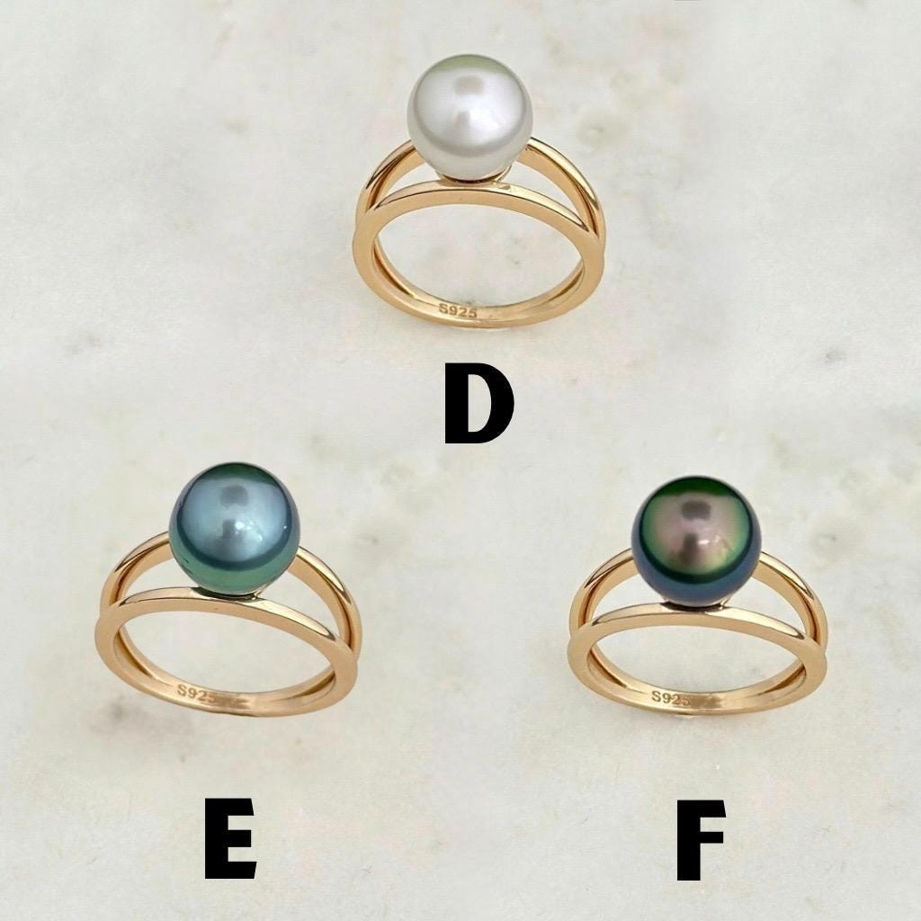 Tahitian pearl ring • CHOOSE YOUR PEARL • Gold Vermeil • Genuine colors
