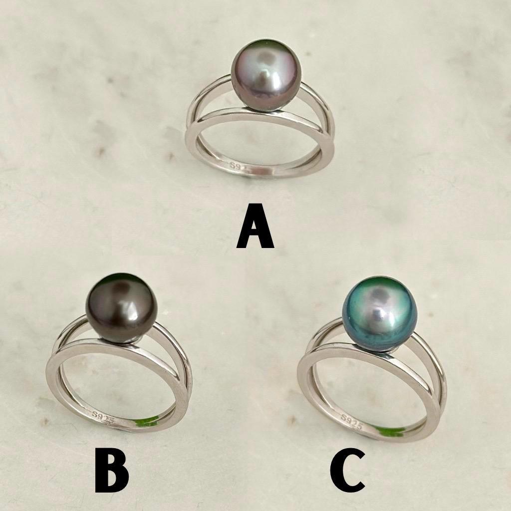 Tahitian pearl ring • Choose your Pearl • Sterling Silver • Genuine colors • 9mm