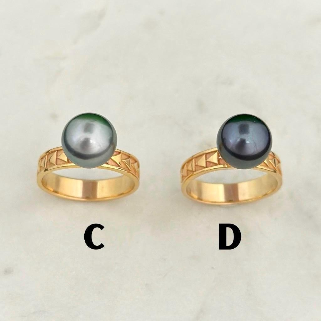 Tahitian Pearl Ring • Polynesian Triangle Design • Customizable Pearl Selection