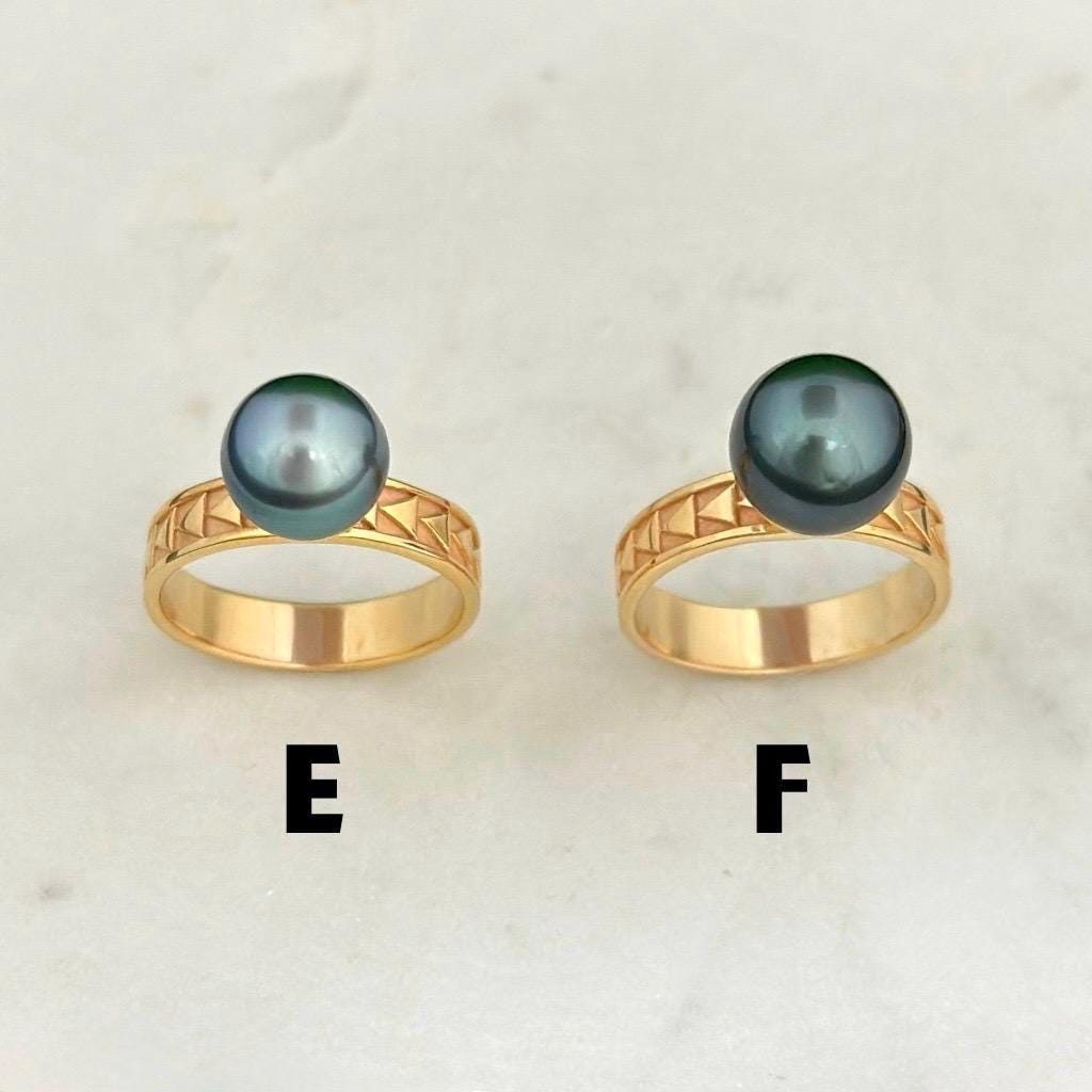 Tahitian Pearl Ring • Polynesian Triangle Design • Customizable Pearl Selection