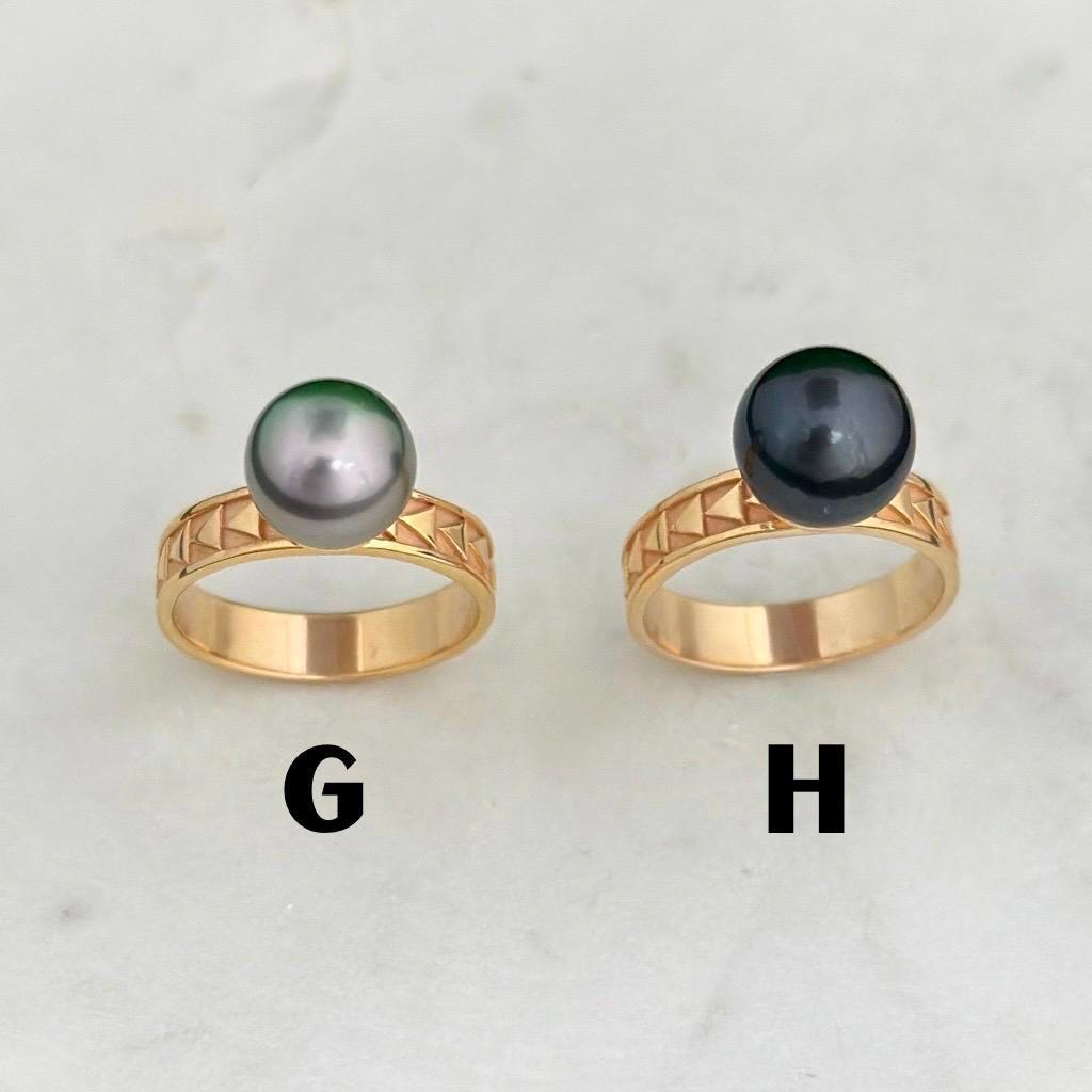 Tahitian Pearl Ring • Polynesian Triangle Design • Customizable Pearl Selection