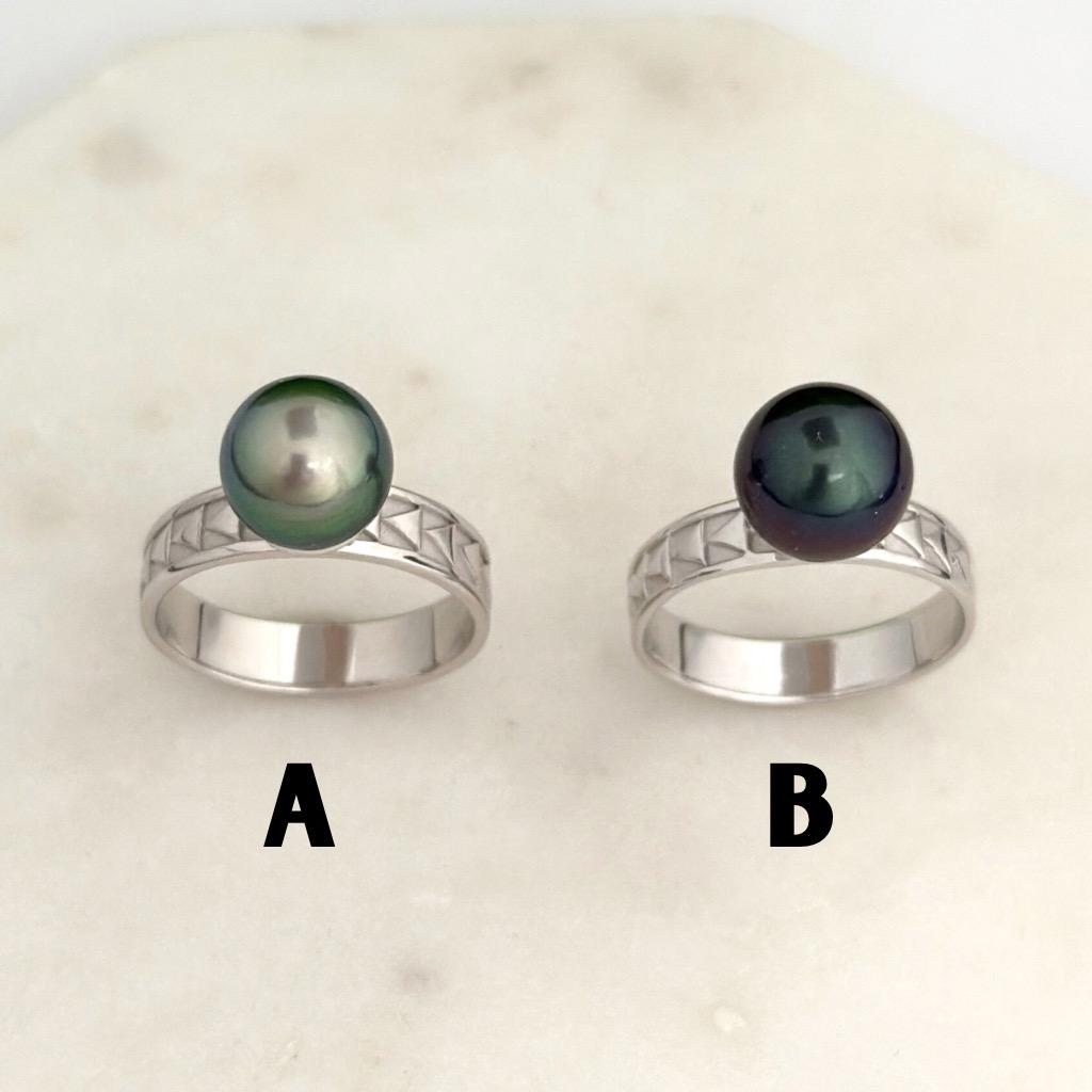 Tahitian Pearl Ring • Polynesian Triangle Design • Customizable Pearl Selection • Sterling Silver