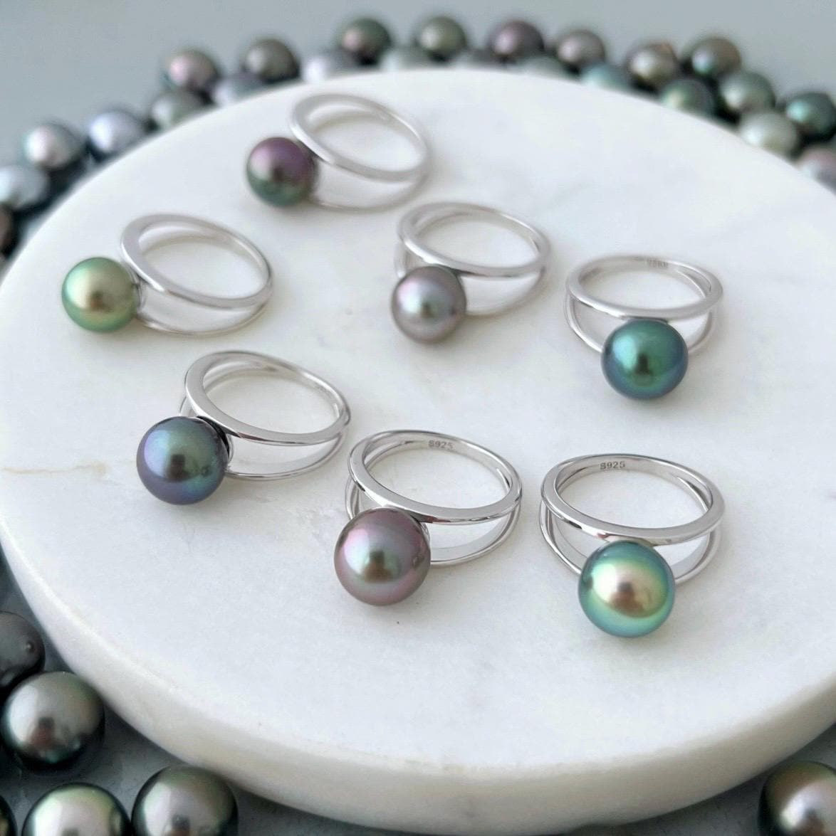Tahitian pearl ring • Choose your Pearl • Sterling Silver • Genuine colors • 9mm