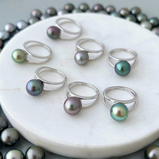 Tahitian pearl ring • Choose your Pearl • Sterling Silver • Genuine colors • 9mm