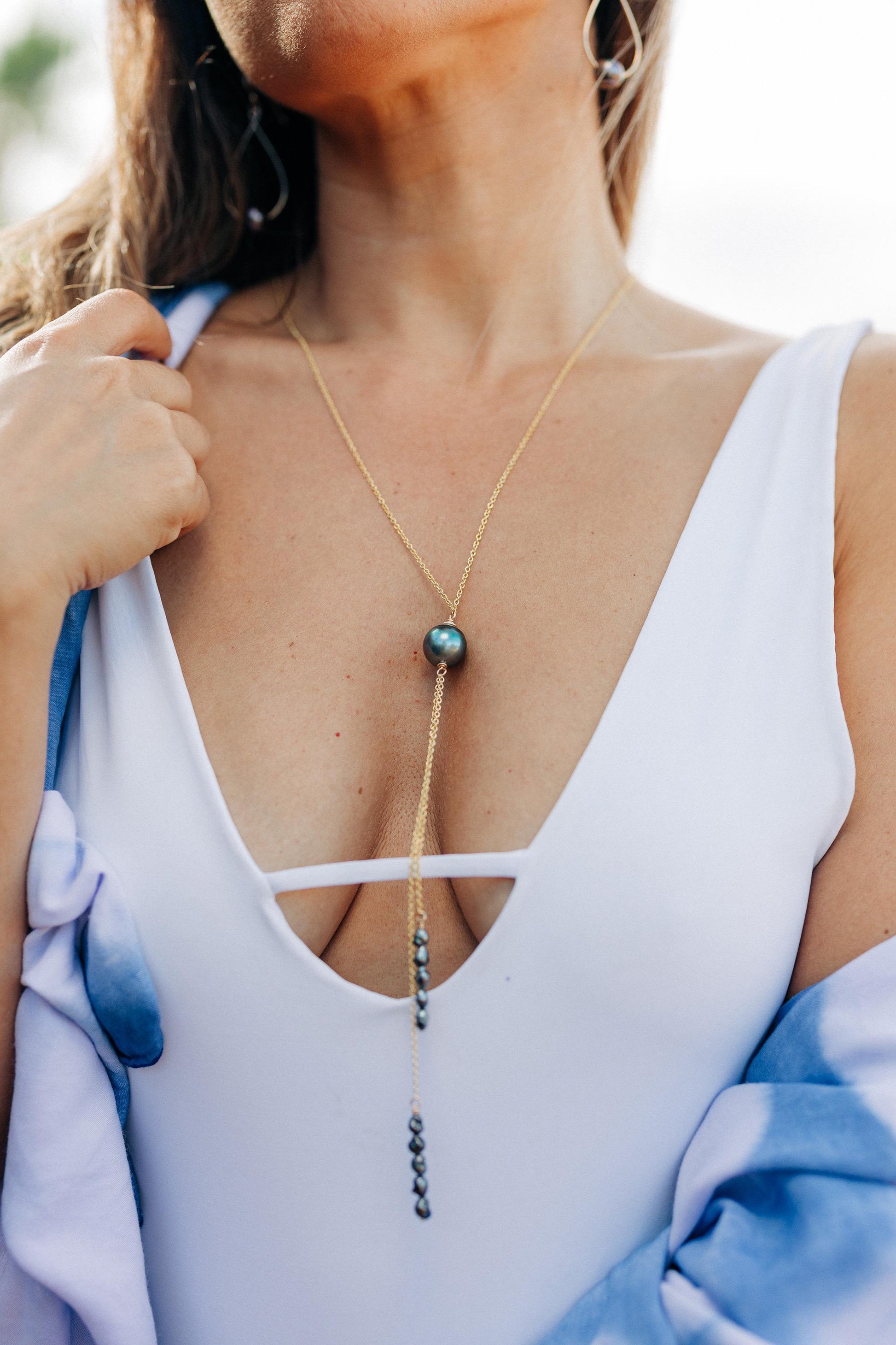 Tahitian pearl and Keshi necklace — CHOOSE YOUR PEARL • Long drop jewelry
