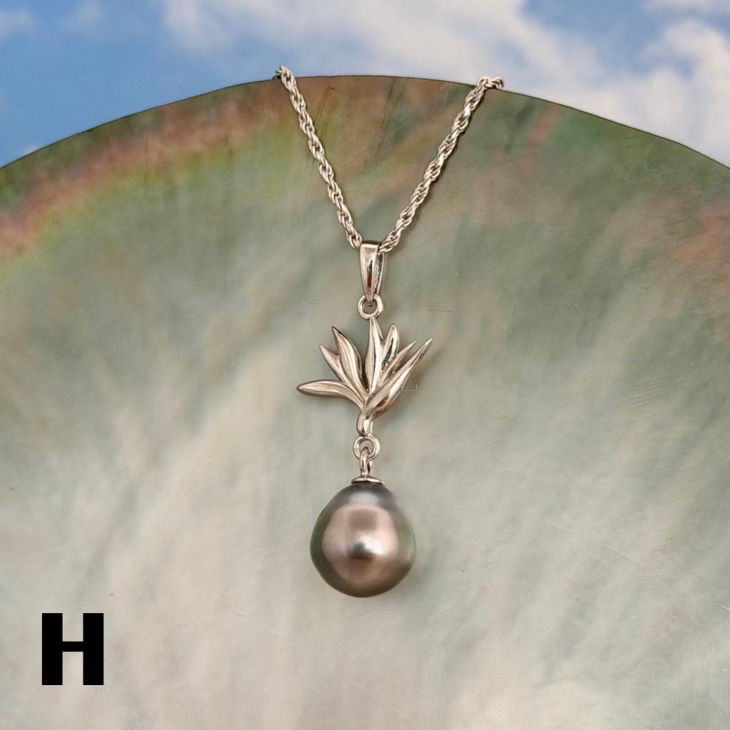 Tahitian pearl pendant — Bird of paradise necklace • CHOOSE YOUR PEARL • Sterling silver