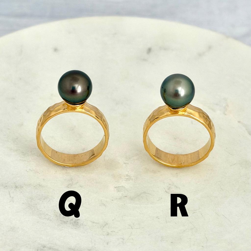Tahitian pearl ring - Choose your pearl • Gold Vermeil • Hammered style