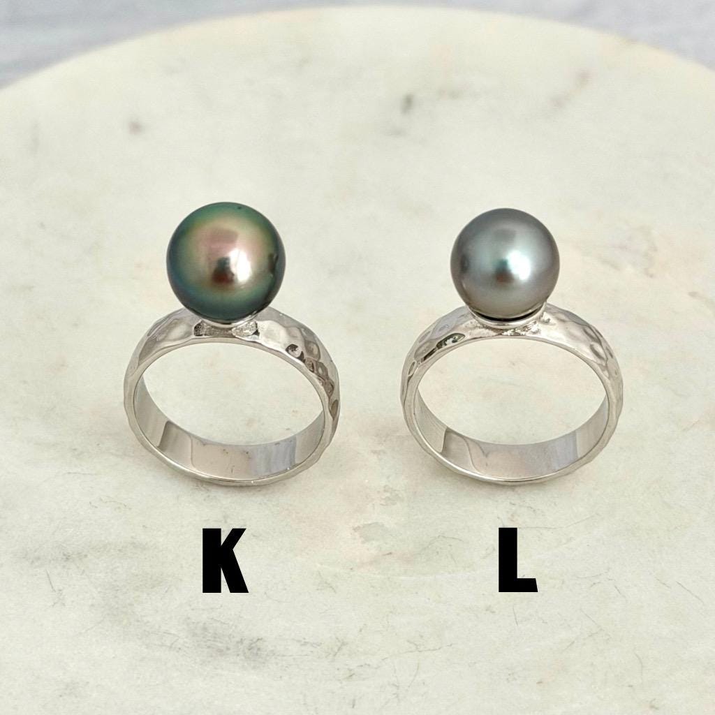 Tahitian Pearl Ring • Hammered Sterling Silver • CHOOSE YOUR PEARL • Elegant Island Jewelry