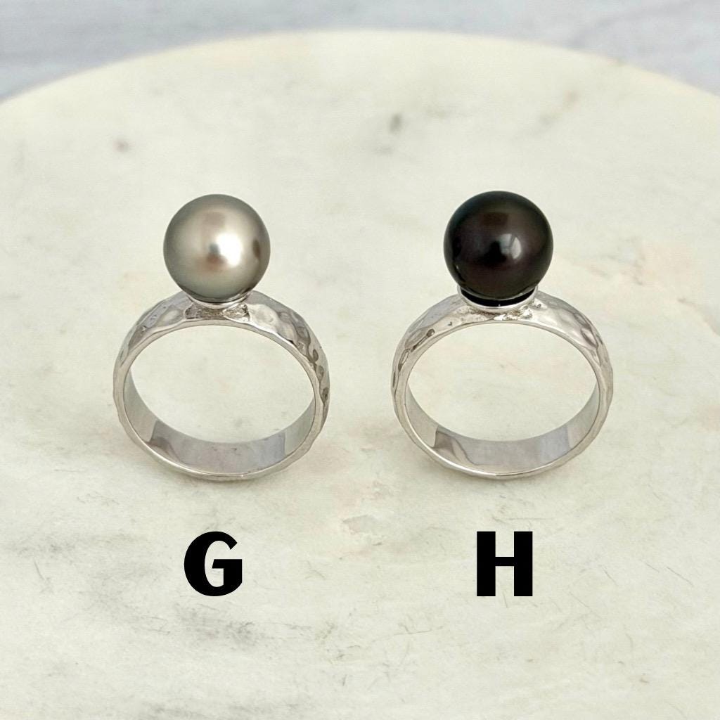 Tahitian Pearl Ring • Hammered Sterling Silver • CHOOSE YOUR PEARL • Elegant Island Jewelry