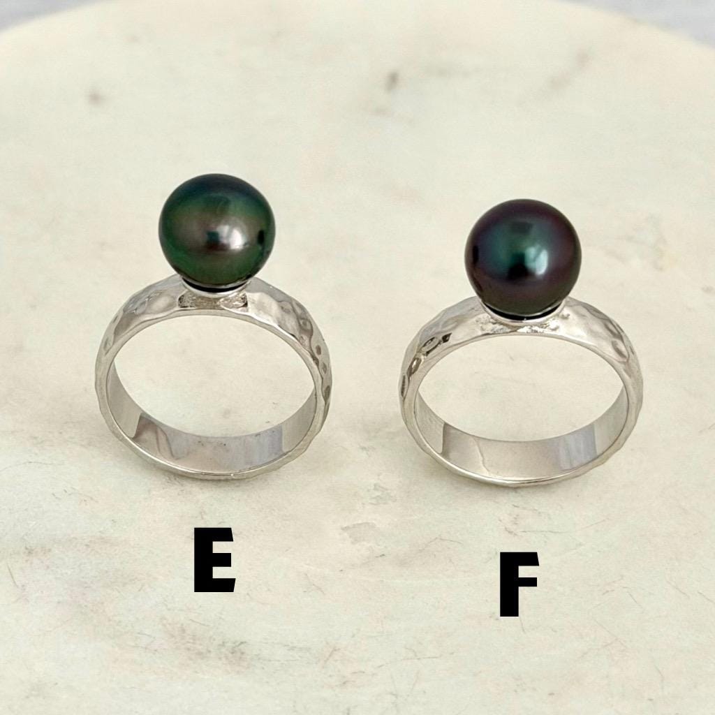 Tahitian Pearl Ring • Hammered Sterling Silver • CHOOSE YOUR PEARL • Elegant Island Jewelry