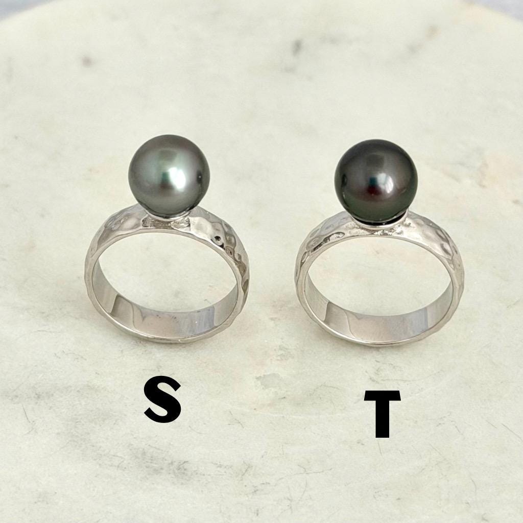 Tahitian Pearl Ring • Hammered Sterling Silver • CHOOSE YOUR PEARL • Elegant Island Jewelry