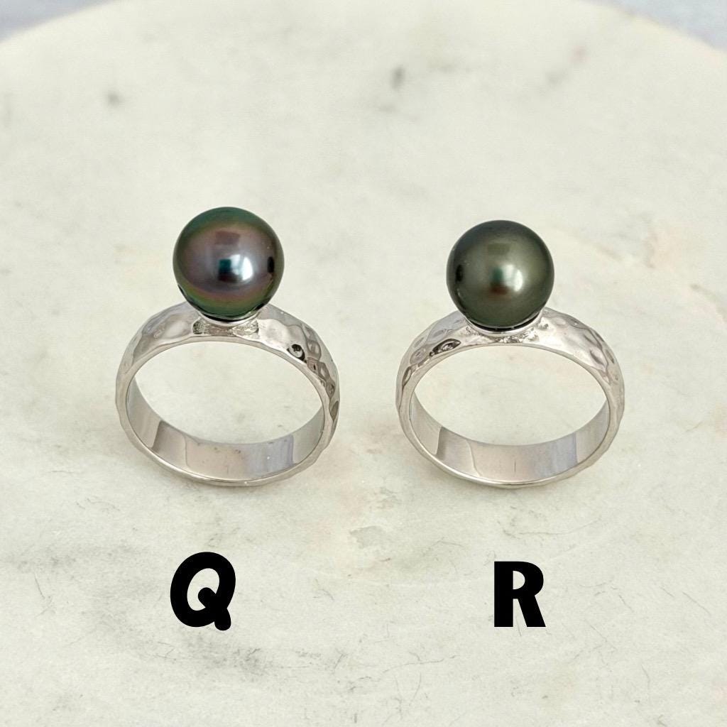 Tahitian Pearl Ring • Hammered Sterling Silver • CHOOSE YOUR PEARL • Elegant Island Jewelry