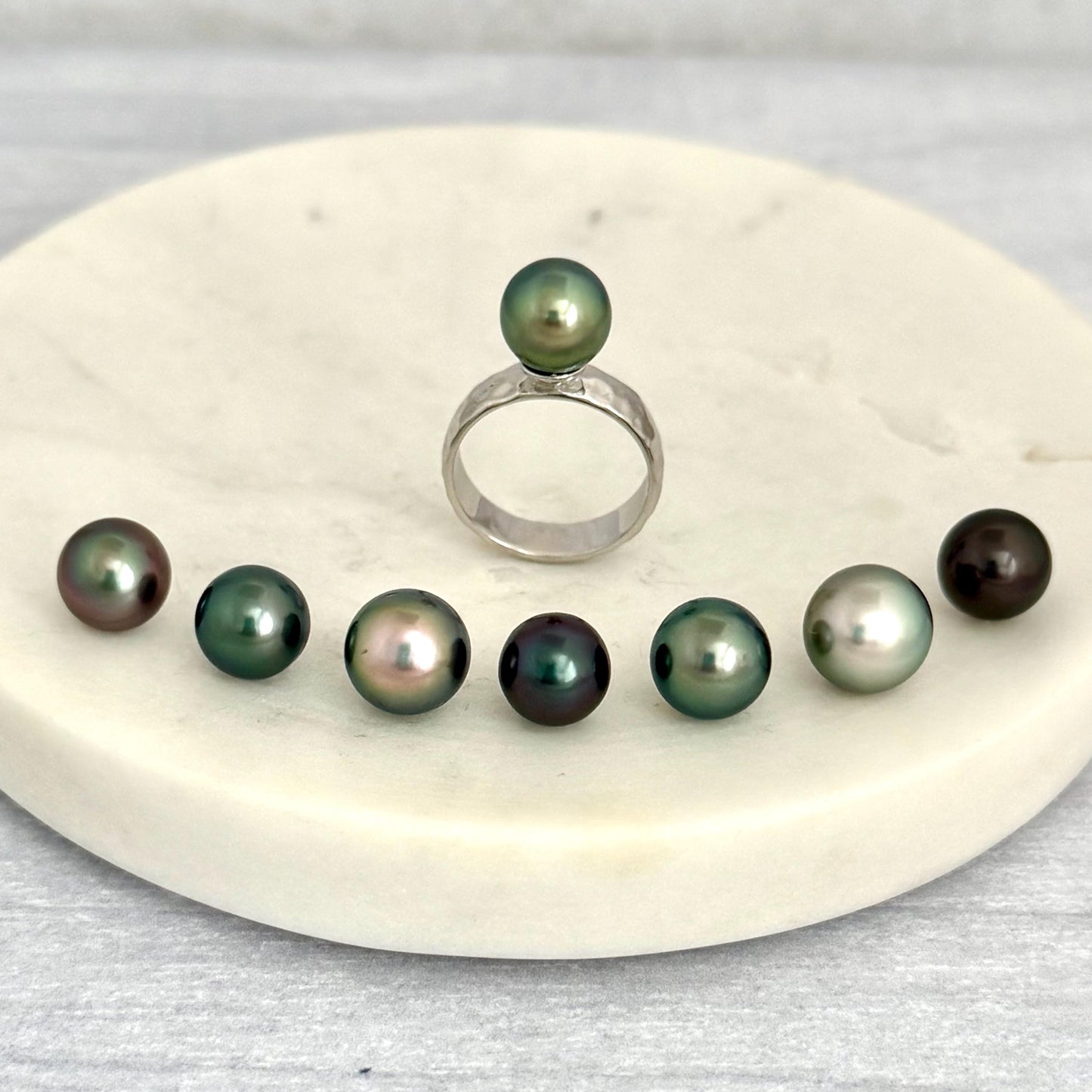 Tahitian Pearl Ring • Hammered Sterling Silver • CHOOSE YOUR PEARL • Elegant Island Jewelry