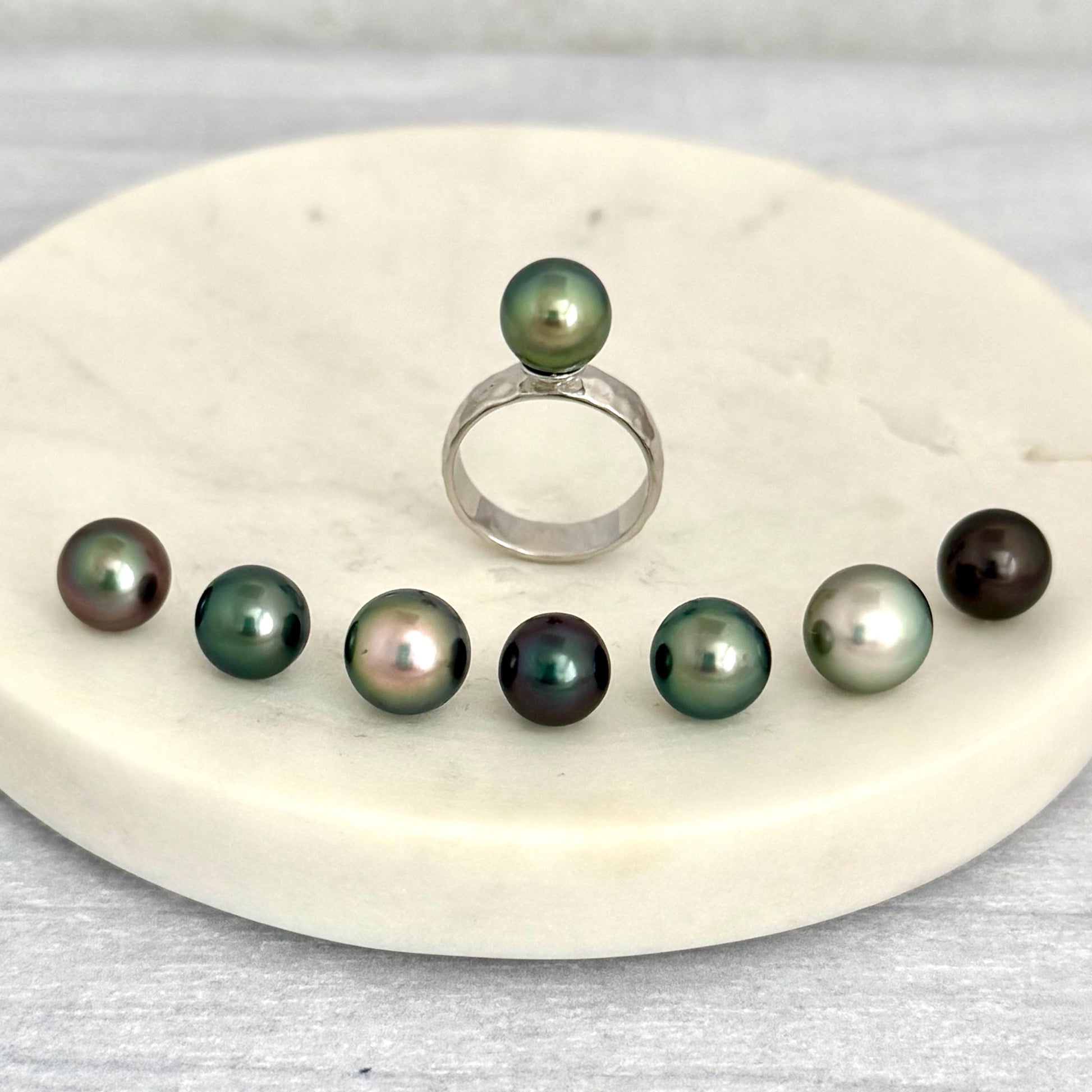 Tahitian Pearl Ring • Hammered Sterling Silver • CHOOSE YOUR PEARL • Elegant Island Jewelry