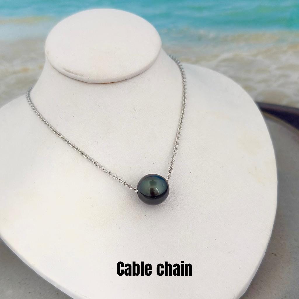 Tahitian pearl necklace — Floating • Slider • CHOOSE YOUR PEARL • Hawaiian jewelry