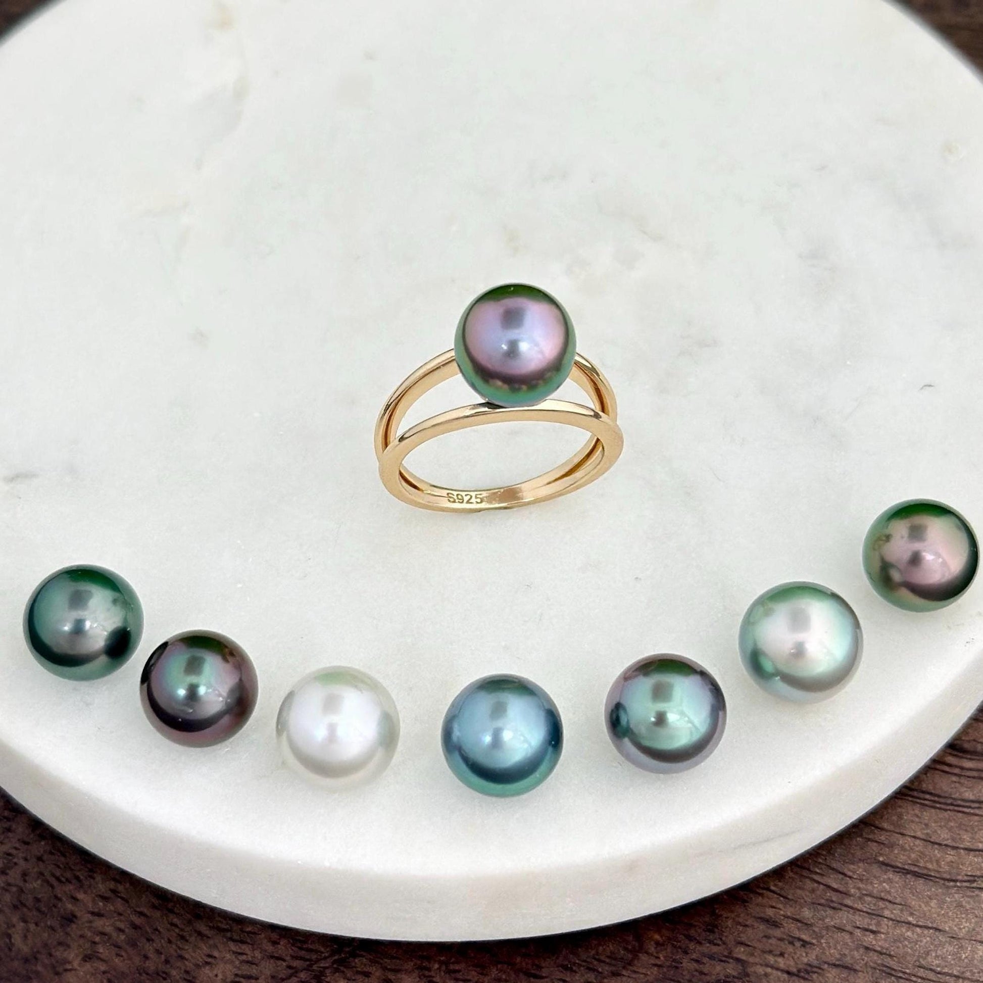 Tahitian pearl ring • CHOOSE YOUR PEARL • Gold Vermeil • Genuine colors