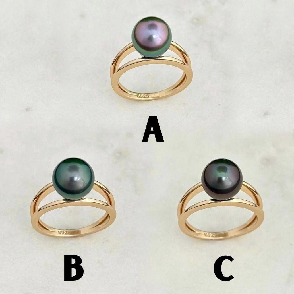 Tahitian pearl ring • CHOOSE YOUR PEARL • Gold Vermeil • Genuine colors