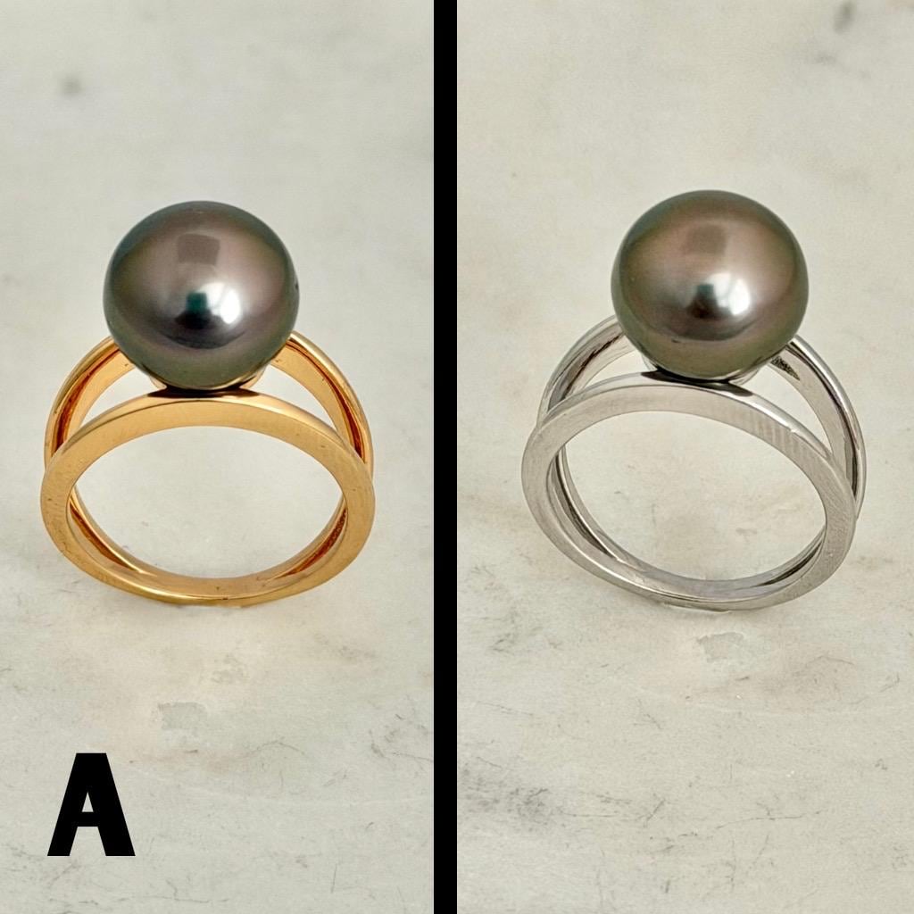 Tahitian pearl ring • 10mm 11mm • CHOOSE YOUR PEARL • Big Size • Genuine colors