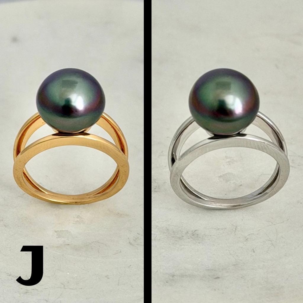 Tahitian pearl ring • 10mm 11mm • CHOOSE YOUR PEARL • Big Size • Genuine colors