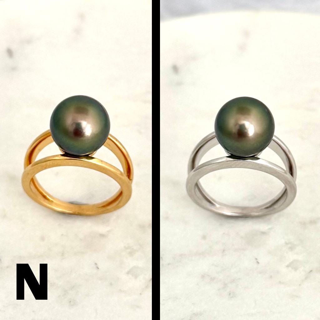 Tahitian pearl ring • 10mm 11mm • CHOOSE YOUR PEARL • Big Size • Genuine colors