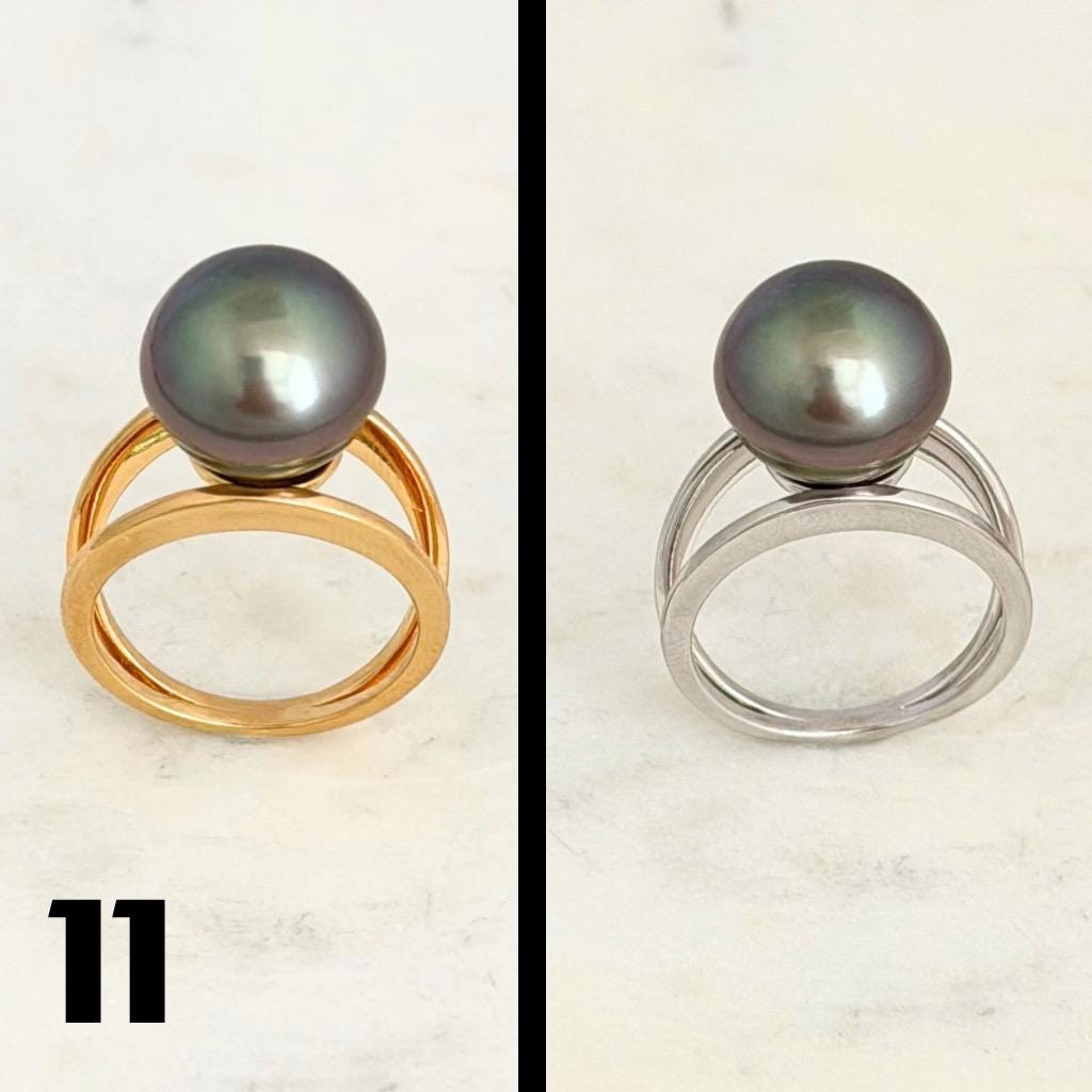 Tahitian pearl ring • 11mm 12mm • CHOOSE YOUR PEARL • Big Size • Genuine colors