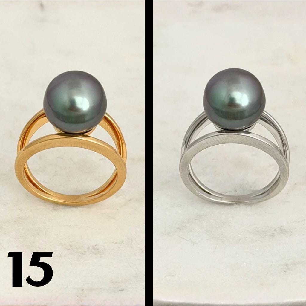 Tahitian pearl ring • 11mm 12mm • CHOOSE YOUR PEARL • Big Size • Genuine colors