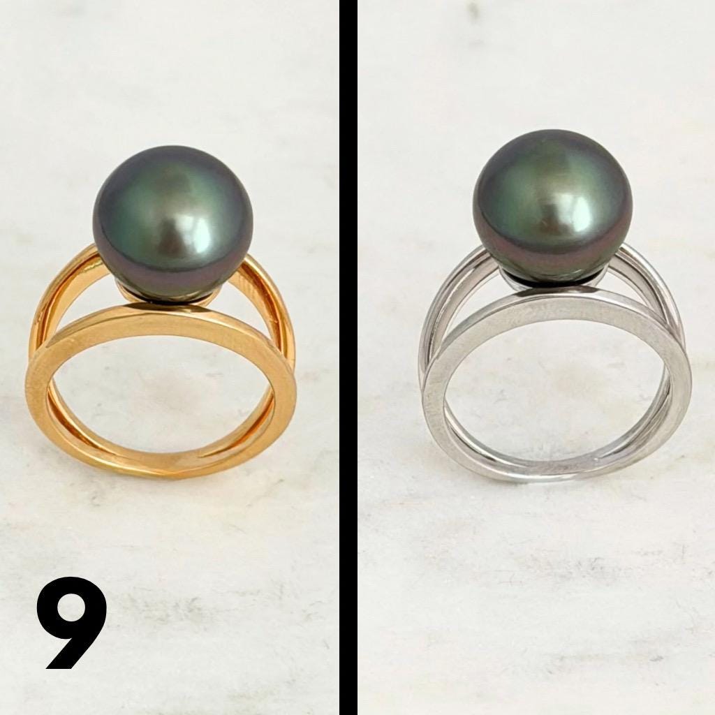 Tahitian pearl ring • 11mm 12mm • CHOOSE YOUR PEARL • Big Size • Genuine colors