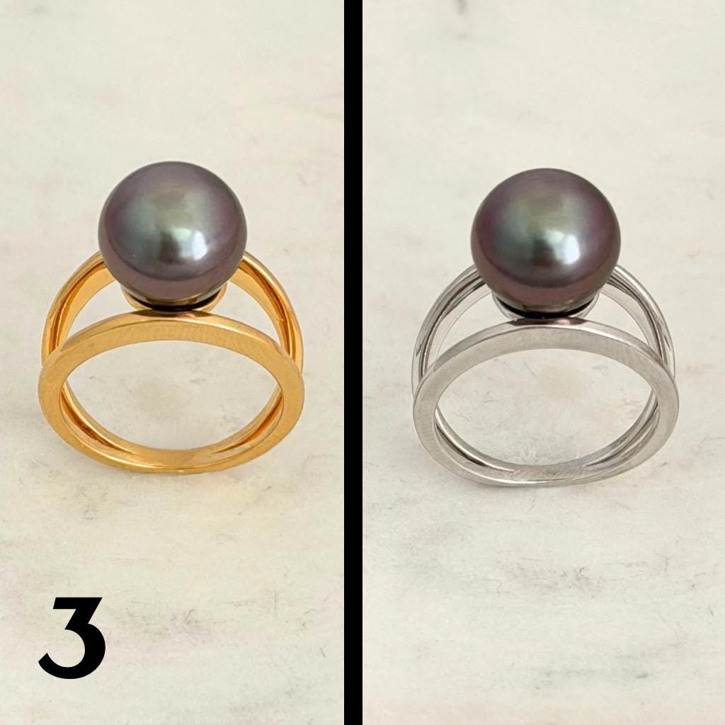Tahitian pearl ring • 11mm 12mm • CHOOSE YOUR PEARL • Big Size • Genuine colors