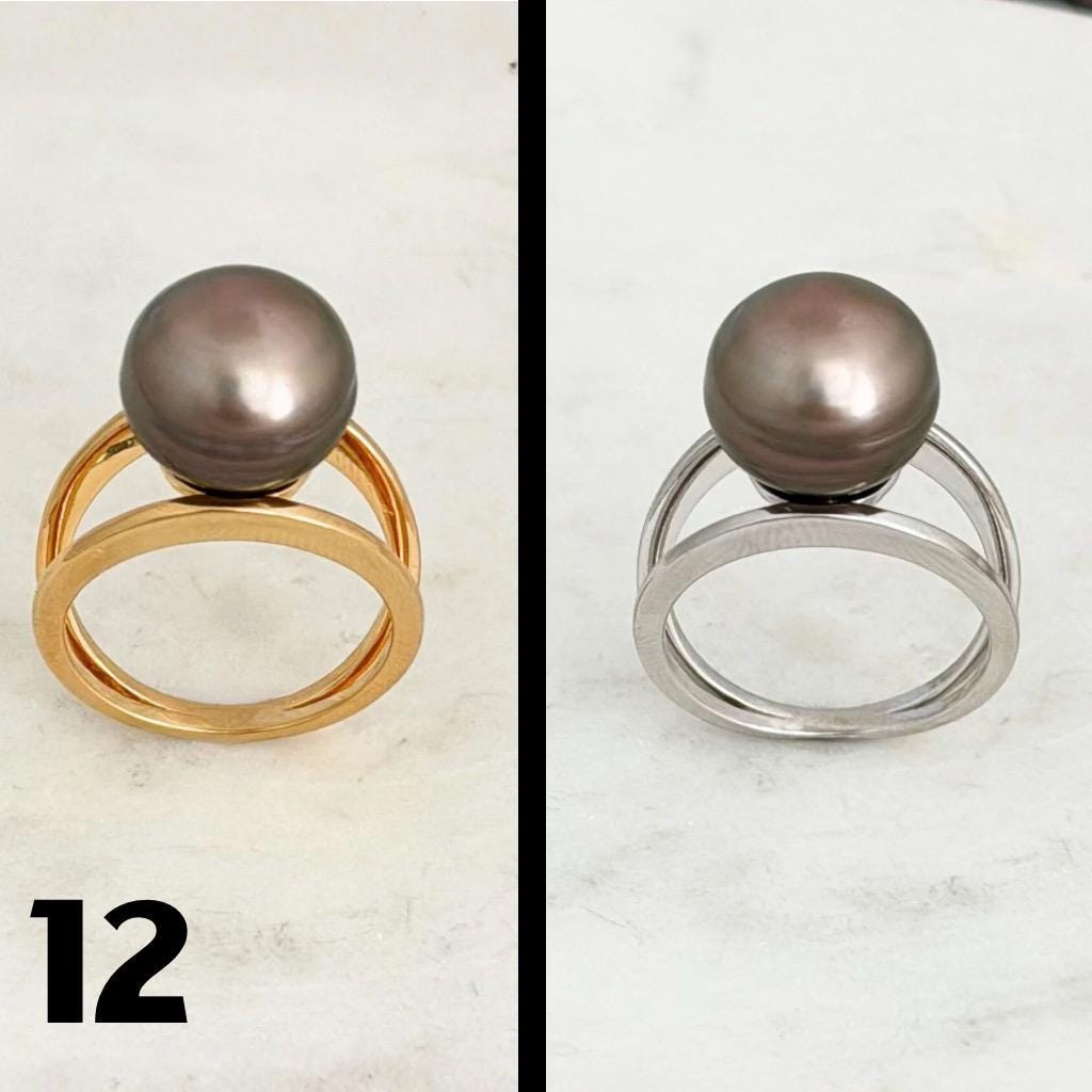Tahitian pearl ring • 11mm 12mm • CHOOSE YOUR PEARL • Big Size • Genuine colors