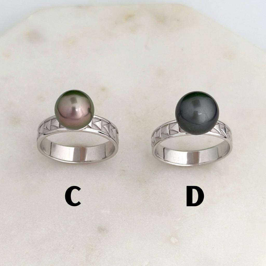 Tahitian Pearl Ring • Polynesian Triangle Design • Customizable Pearl Selection • Sterling Silver