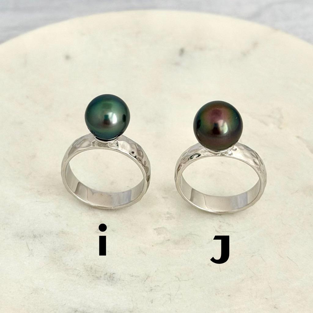 Tahitian Pearl Ring • Hammered Sterling Silver • CHOOSE YOUR PEARL • Elegant Island Jewelry