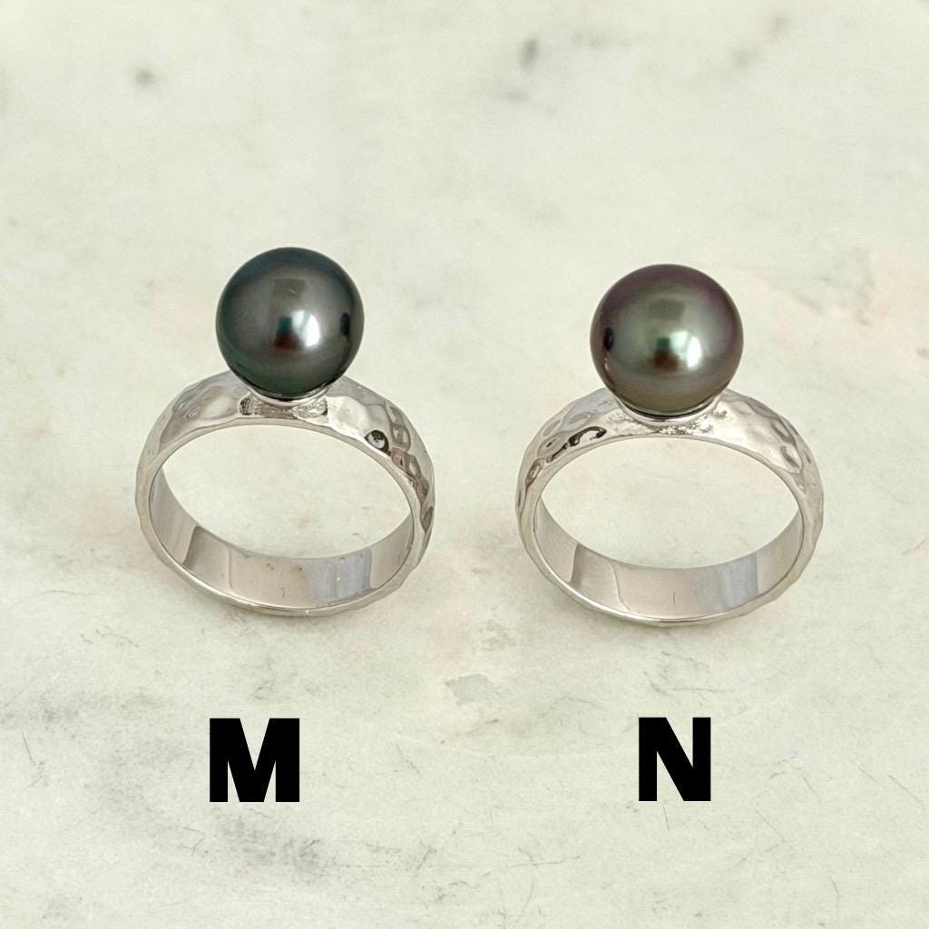 Tahitian Pearl Ring • Hammered Sterling Silver • CHOOSE YOUR PEARL • Elegant Island Jewelry