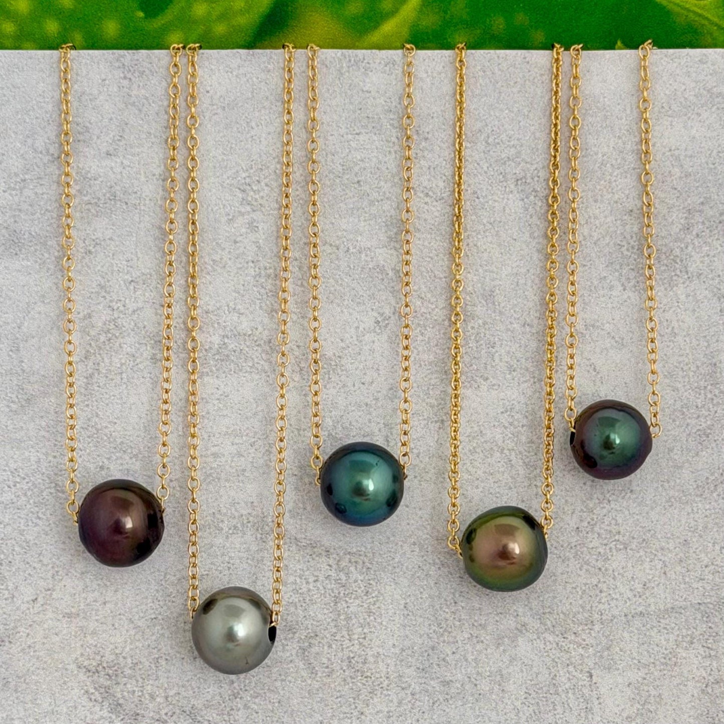 tahitian pearl slider necklace , floating pearl