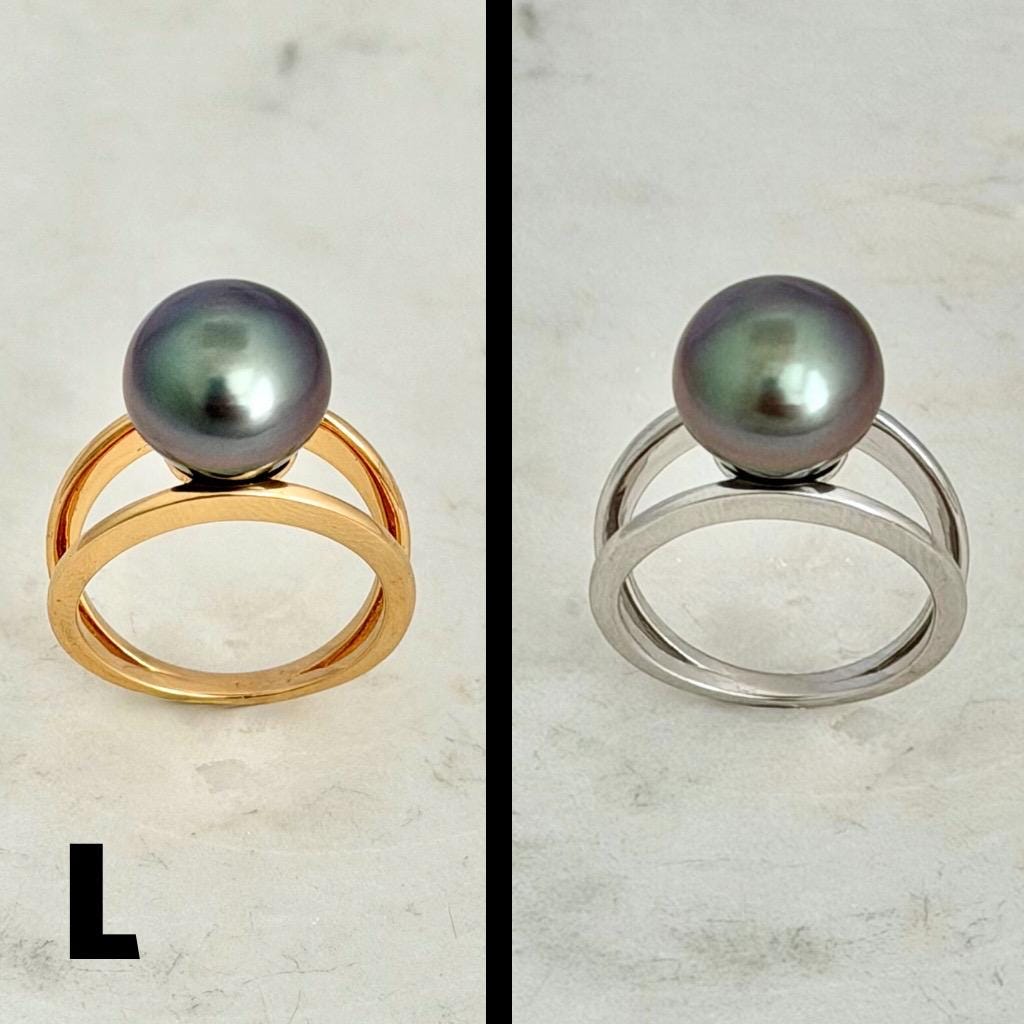 Tahitian pearl ring • 10mm 11mm • CHOOSE YOUR PEARL • Big Size • Genuine colors