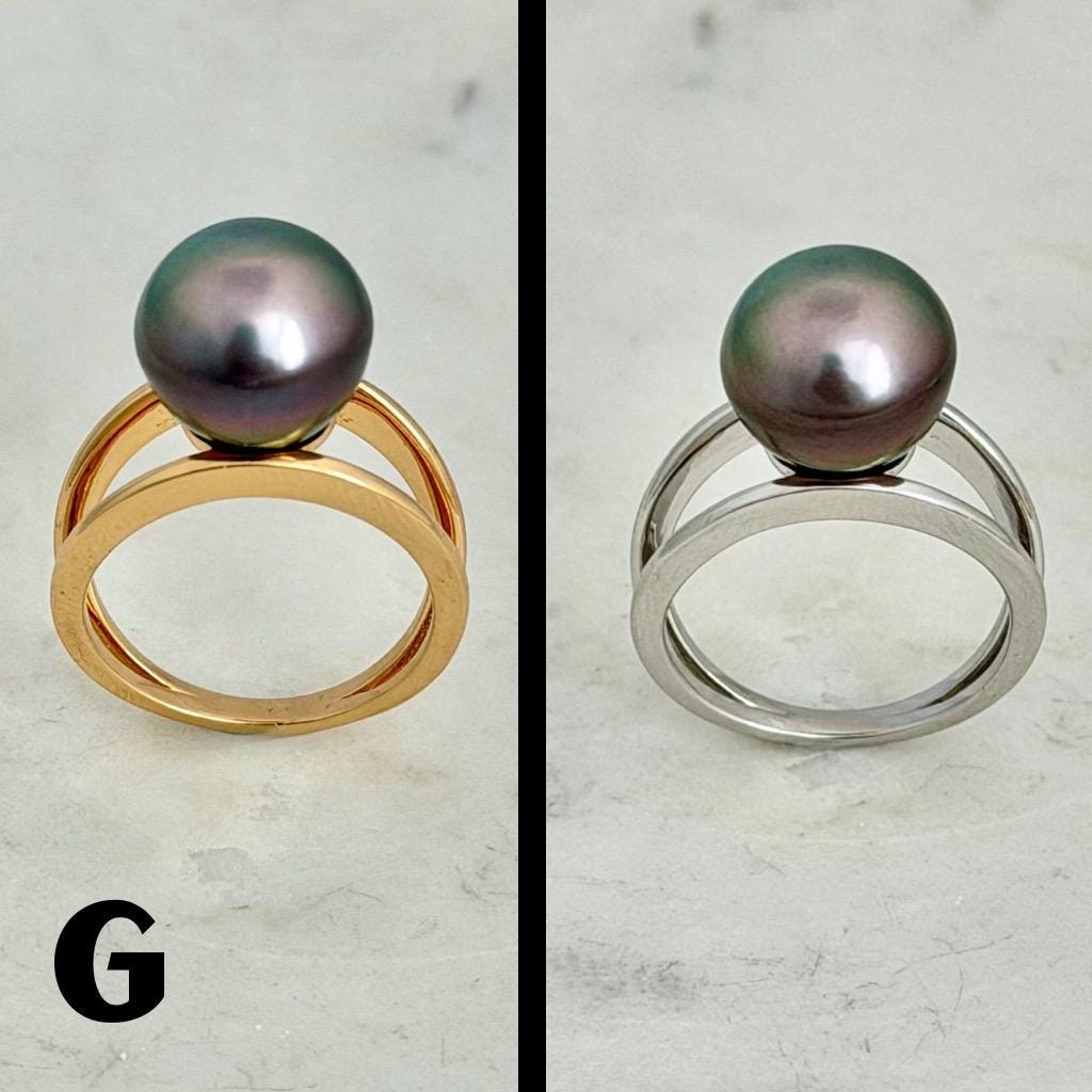 Tahitian pearl ring • 10mm 11mm • CHOOSE YOUR PEARL • Big Size • Genuine colors