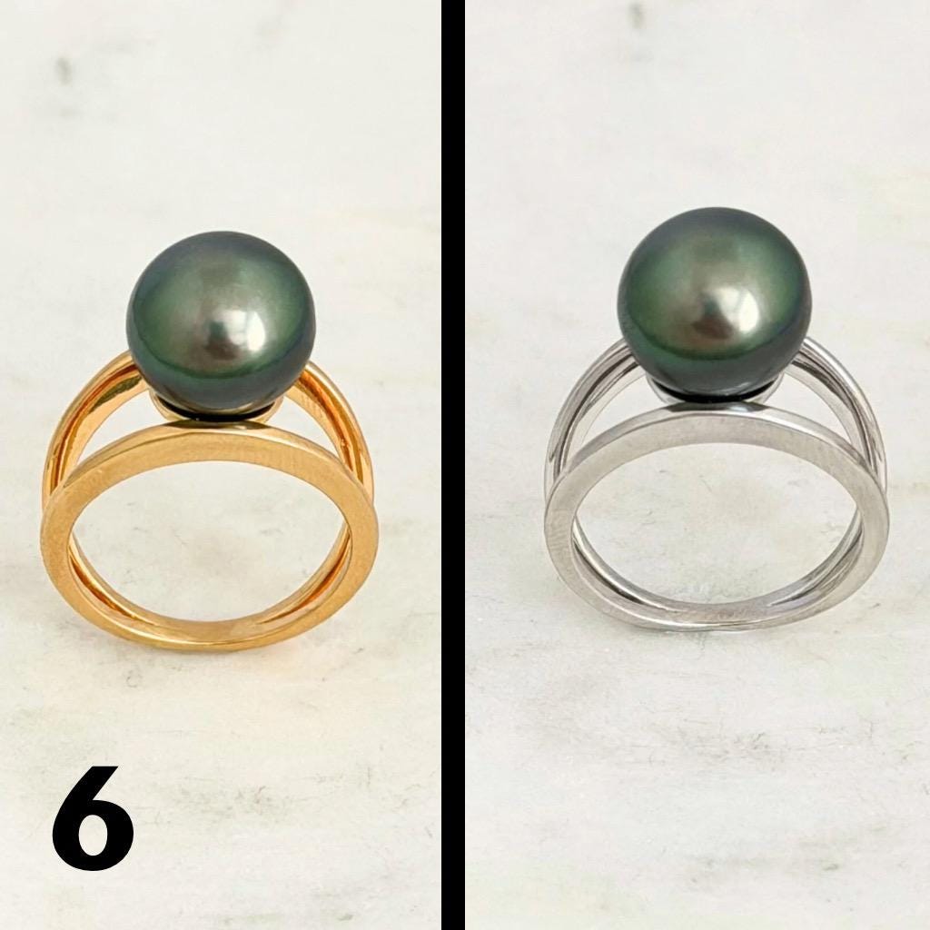 Tahitian pearl ring • 11mm 12mm • CHOOSE YOUR PEARL • Big Size • Genuine colors