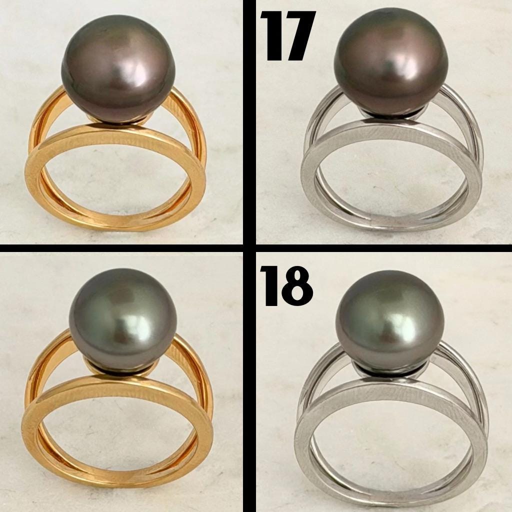 Tahitian pearl ring • 11mm 12mm • CHOOSE YOUR PEARL • Big Size • Genuine colors