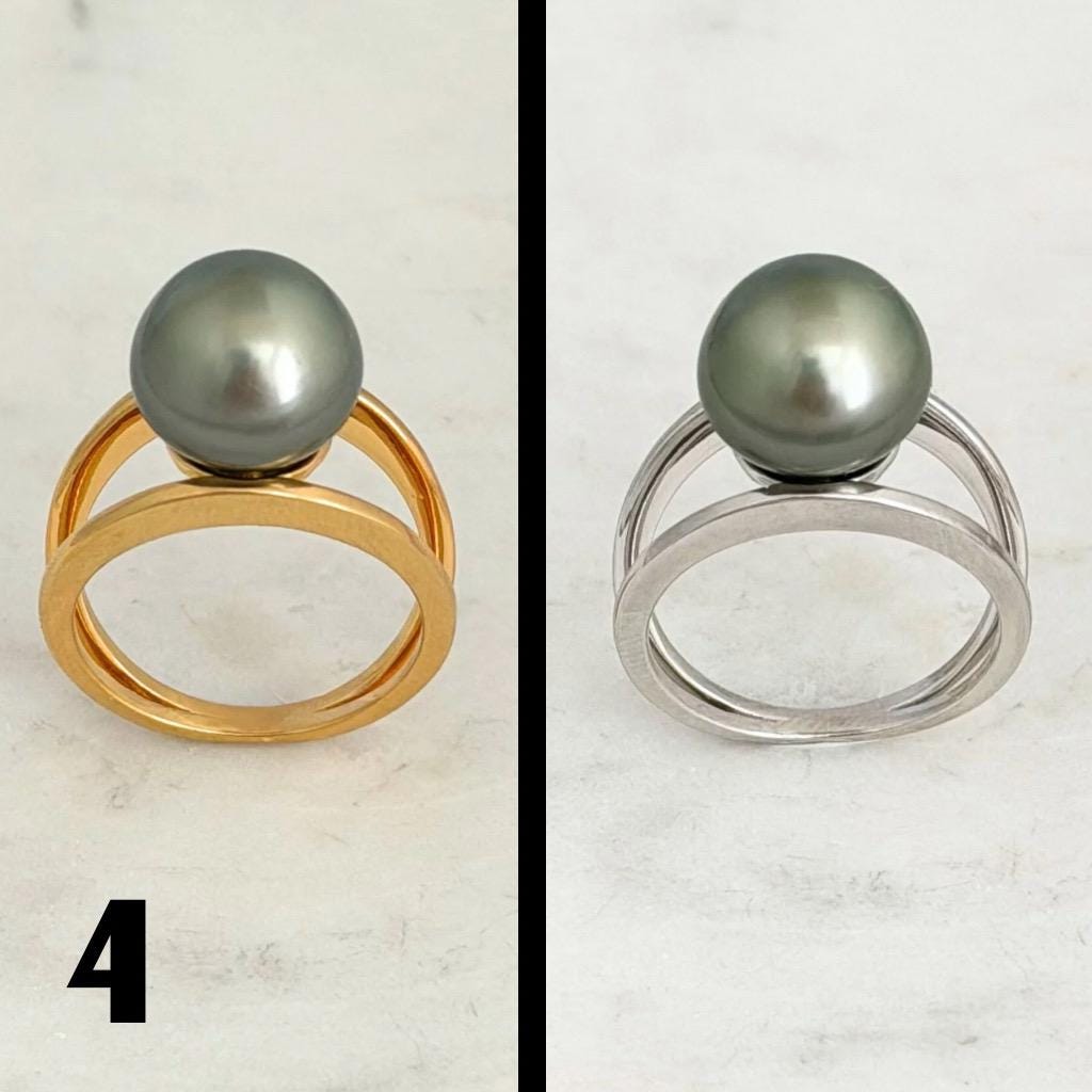 Tahitian pearl ring • 11mm 12mm • CHOOSE YOUR PEARL • Big Size • Genuine colors