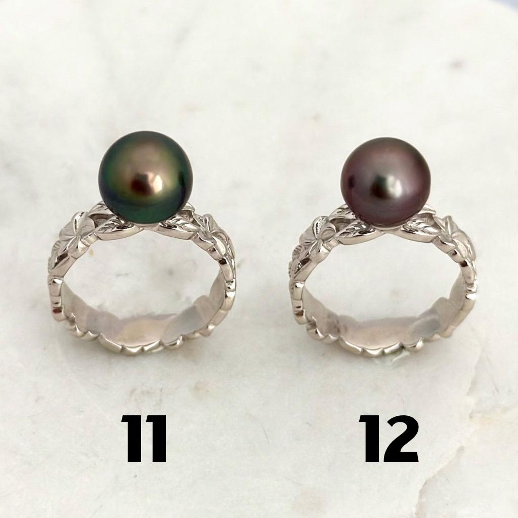 Tahitian Pearl Ring • Heirloom Design • CHOOSE YOUR PEARL • Hawaiian flower