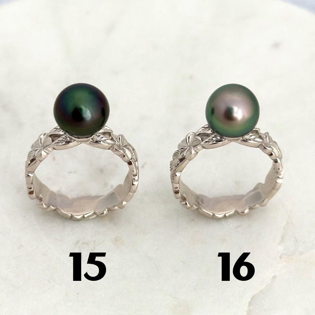 Tahitian Pearl Ring • Heirloom Design • CHOOSE YOUR PEARL • Hawaiian flower