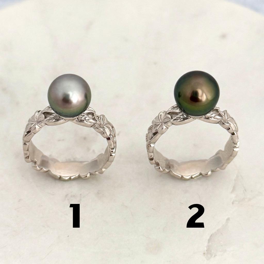 Tahitian Pearl Ring • Heirloom Design • CHOOSE YOUR PEARL • Hawaiian flower