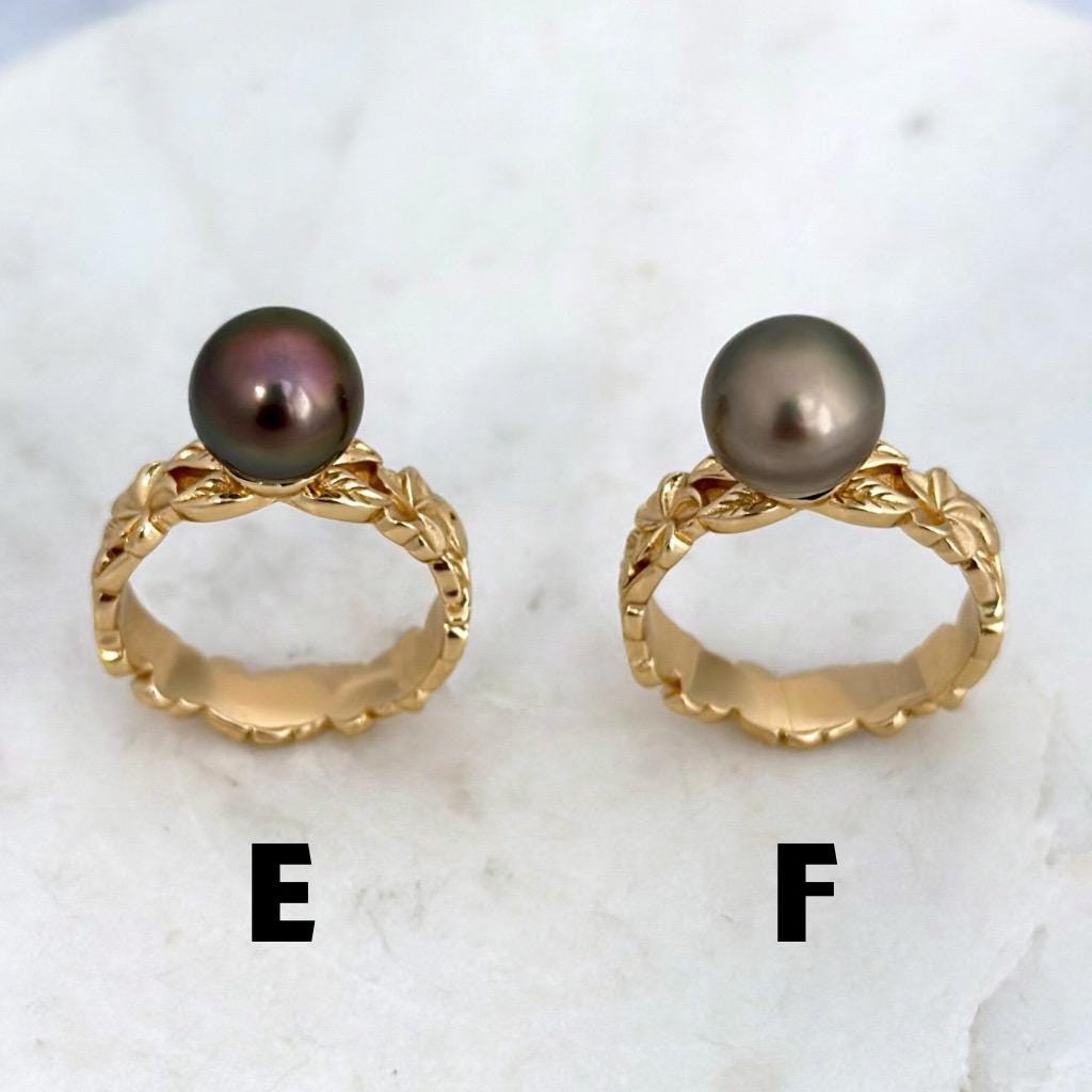 Tahitian Pearl Ring • Heirloom Design • CHOOSE YOUR PEARL • Hawaiian flower