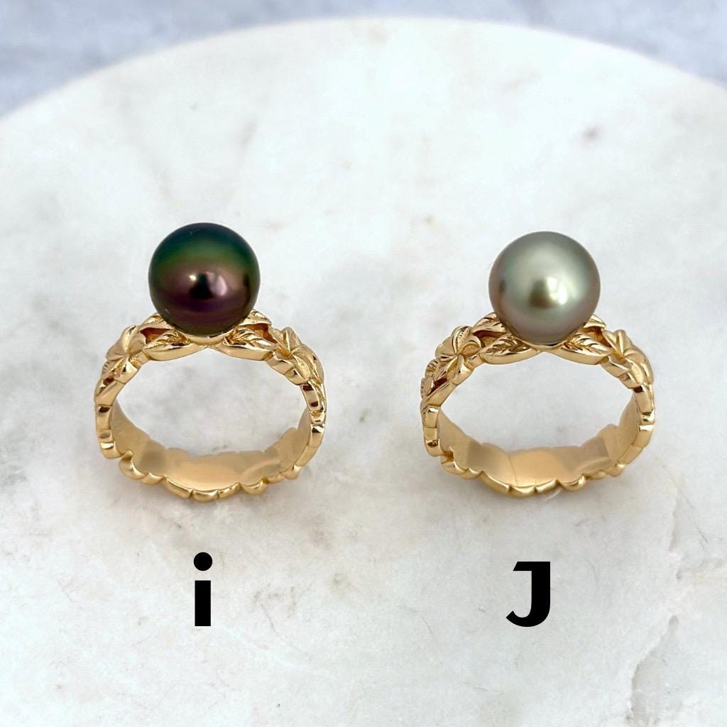 Tahitian Pearl Ring • Heirloom Design • CHOOSE YOUR PEARL • Hawaiian flower