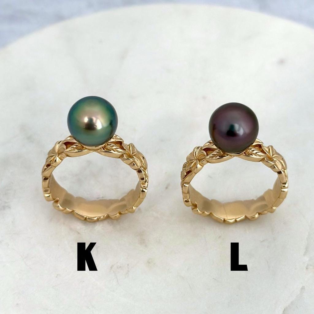 Tahitian Pearl Ring • Heirloom Design • CHOOSE YOUR PEARL • Hawaiian flower