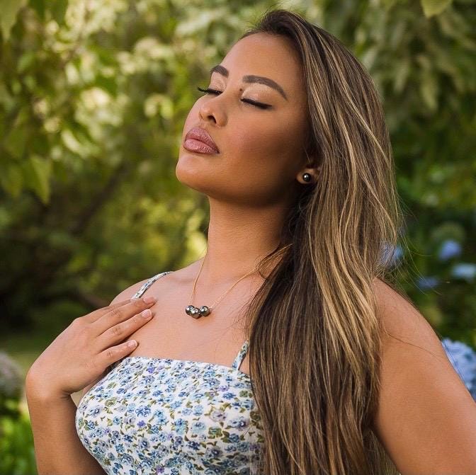 Tahitian Pearl Necklace – Triple Black Gems on Sterling Silver • Minimalist
