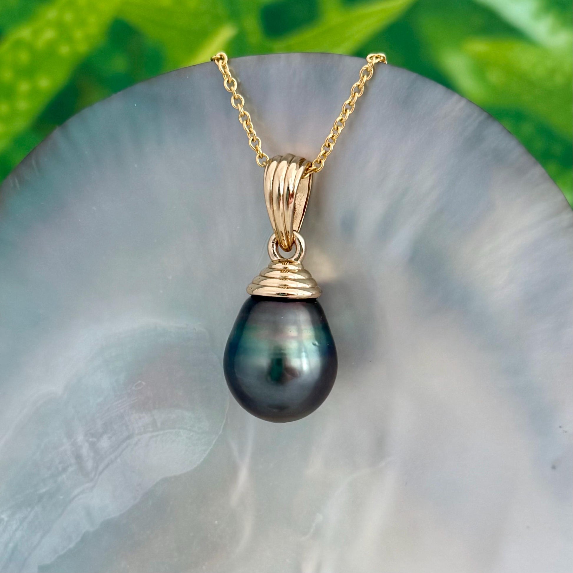EXTRA LARGE Colorful Tahitian Pearl Pendant 14mm Gold plated