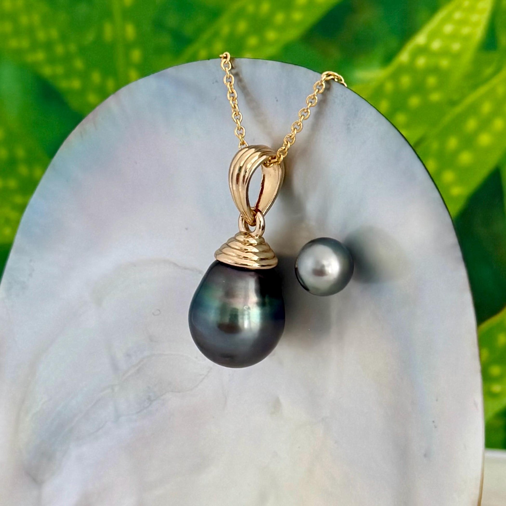 EXTRA LARGE Colorful Tahitian Pearl Pendant 14mm Gold plated
