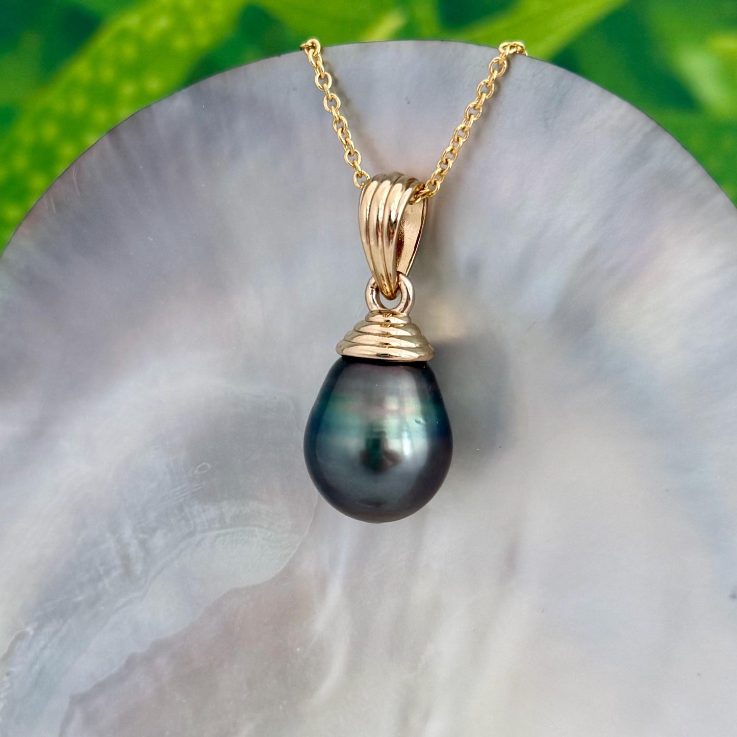 EXTRA LARGE Colorful Tahitian Pearl Pendant 14mm Gold plated